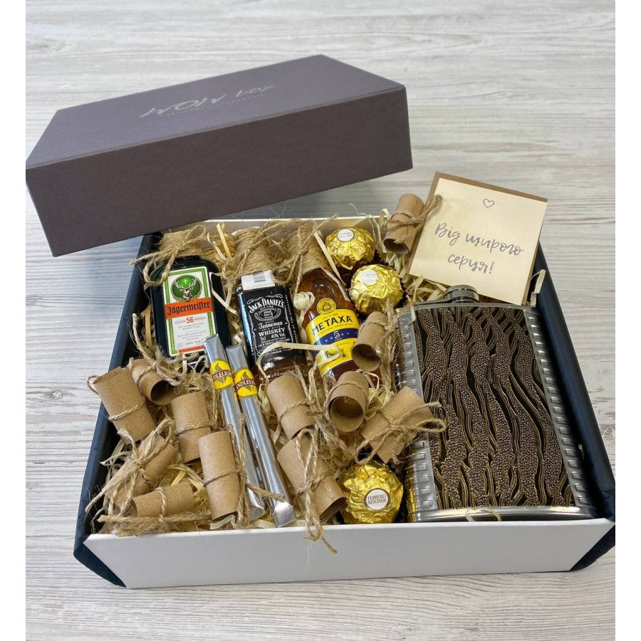 Подарунок для чоловіка "Фляга і сигари" | Фляга Джек Деніалс купити