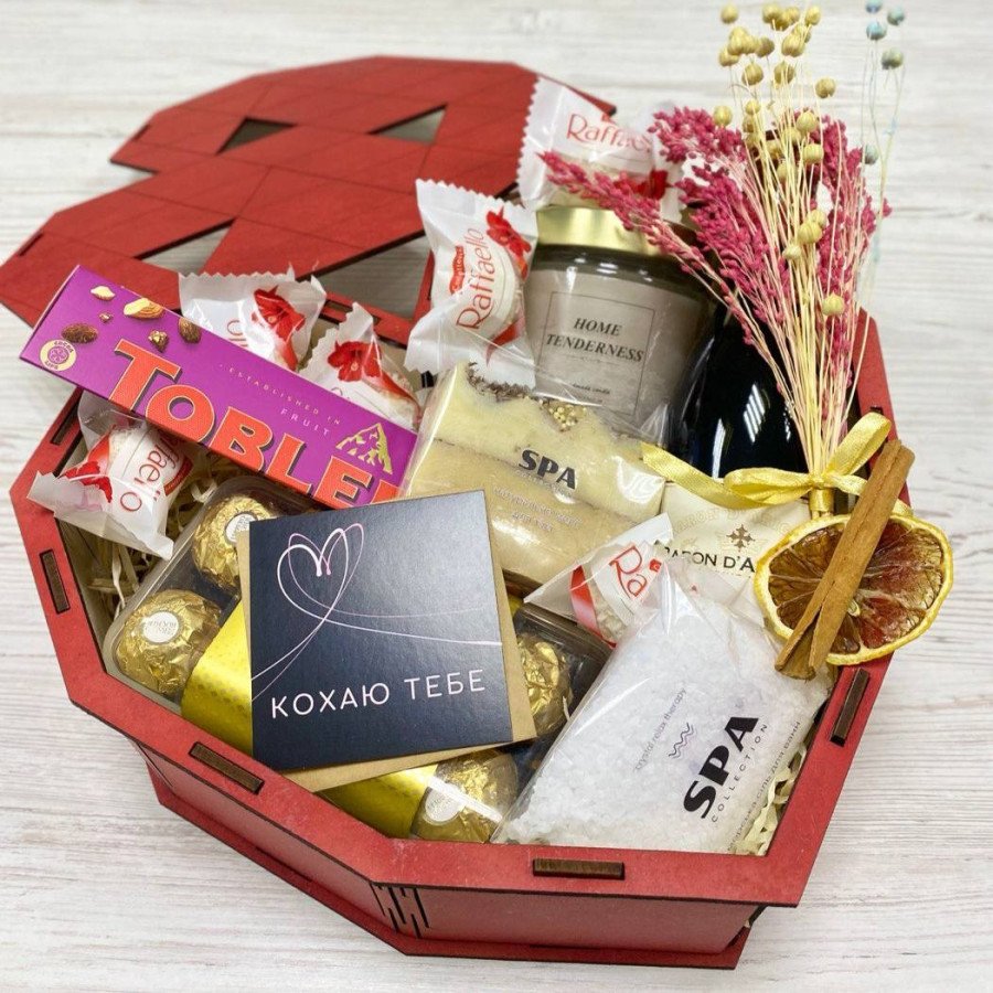 Сереце з пляшечкою вина 250 мл