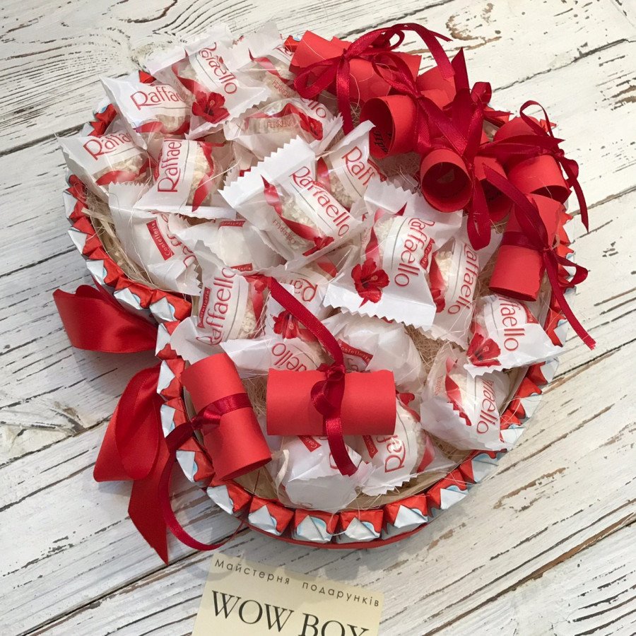 Шоколадне серце з кіндер і Рафаель Подарунки WOW BOX - 3