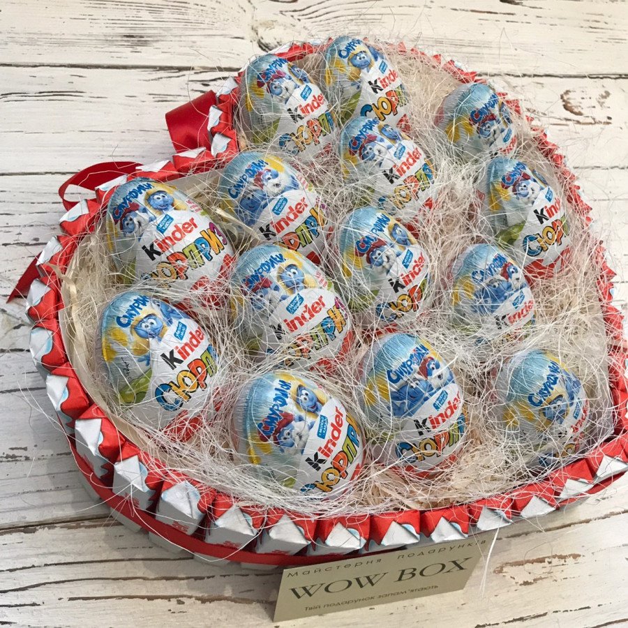 Шоколадне серце з кіндер Подарунки WOW BOX - 3