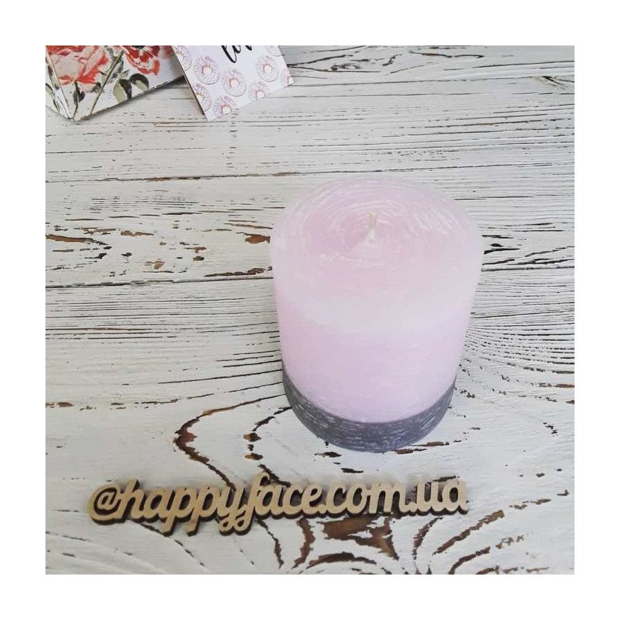 Свічка декоративна рожево-сіра 7,5х7 см Свічка декоративна рожево-сіра 7,5х7 см