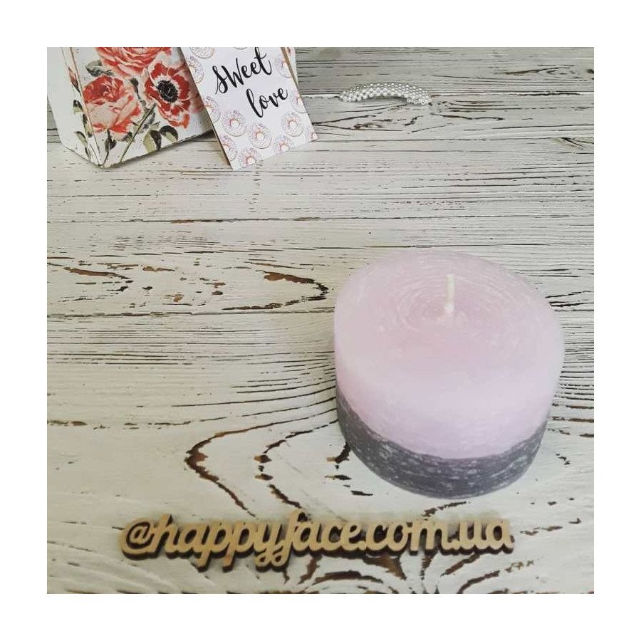 Свічка декоративна рожево-сіра 5х8 см Свічка декоративна рожево-сіра 5х8 см